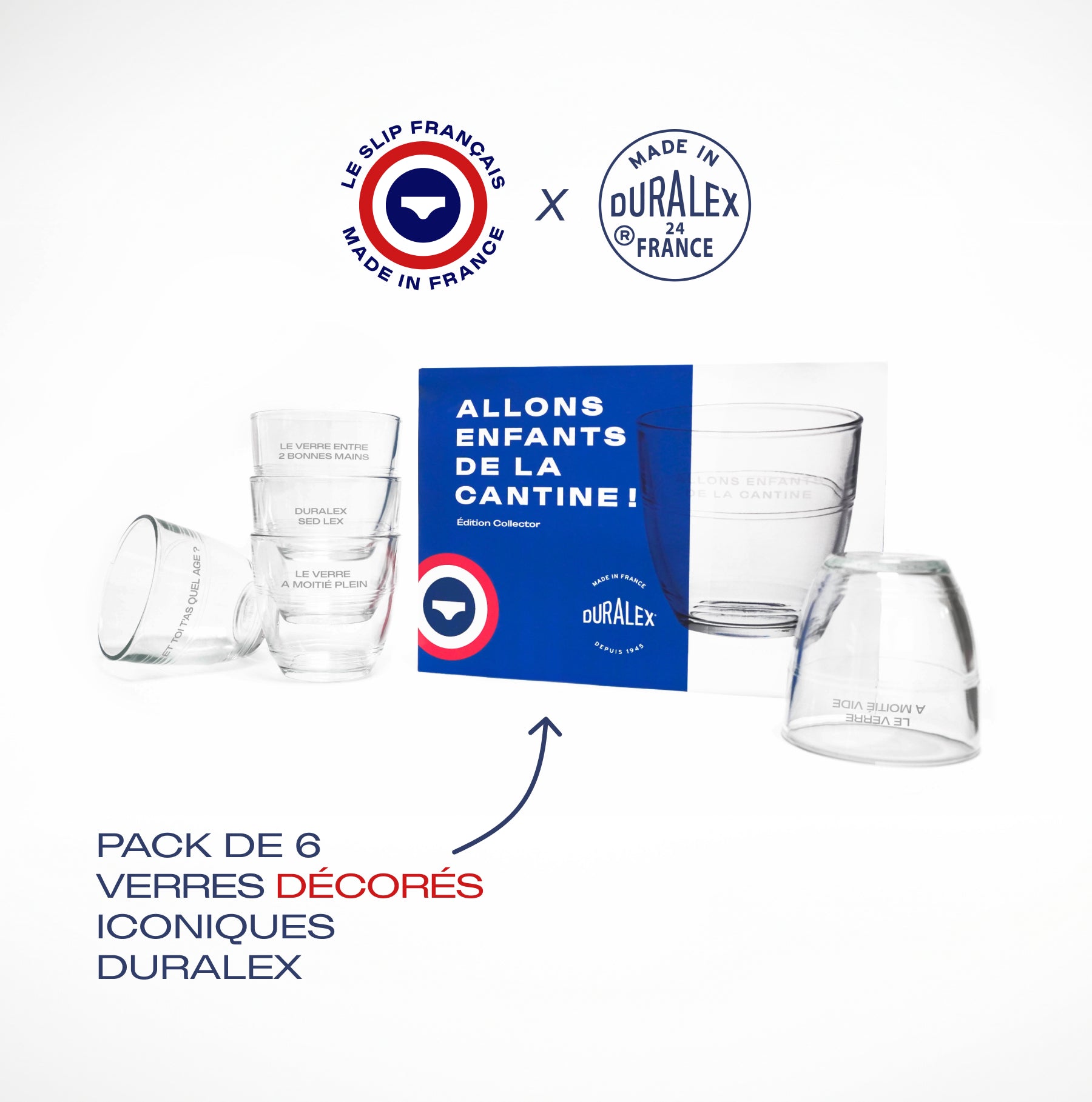 Gigogne Verre Decore transparent 22 cl X Le Slip Francais Duralex Boutique