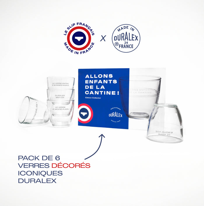 duralex collaboration le slip français verres à eau Gigogne 22cl cantine maison